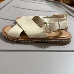 Vince Camuto Cream Sandals with Rhinestone Trim